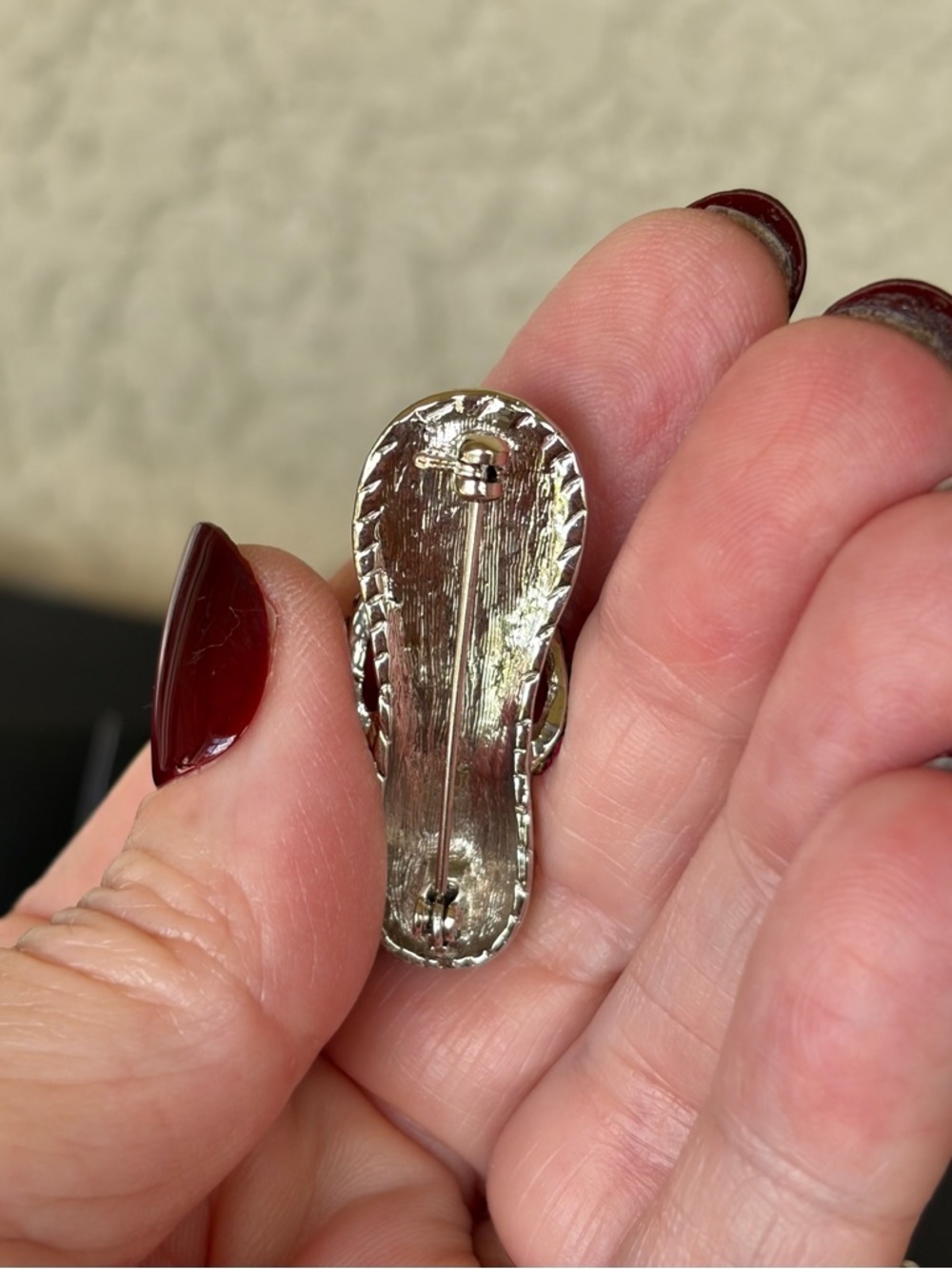 Beach Vibes Silver Sandal With AB Stone Pin/Brooch - Picture 4 of 7